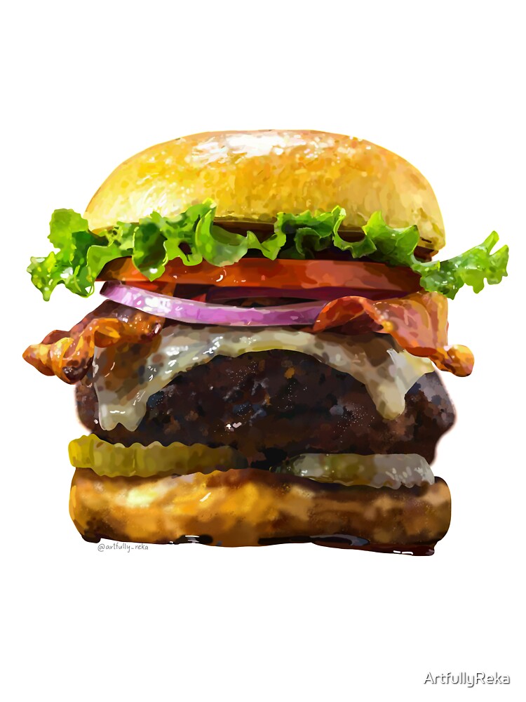 Realistic Burger Sticker by ArtfullyReka T-Shirts, Hoodie, Sweatshirt | BlankRebels.com (Image 3)