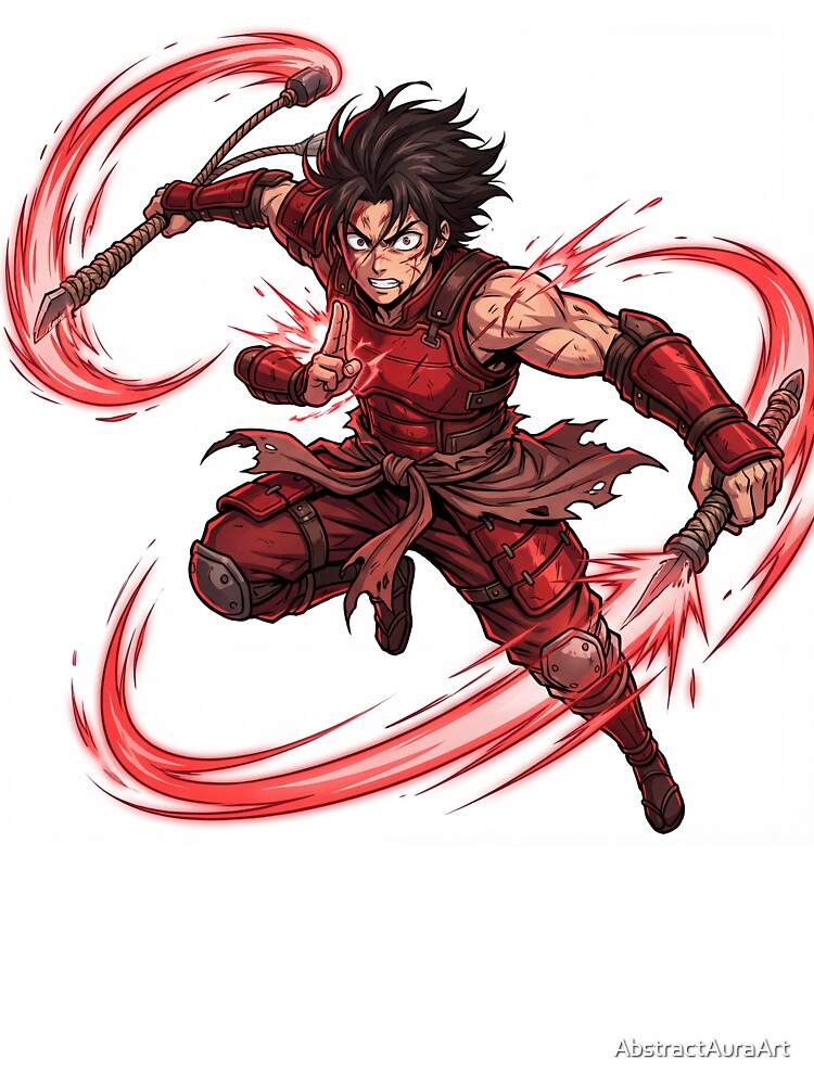 Red Energy Anime Ninja Warrior – Dynamic Martial Arts Action Art by AbstractAuraArt T-Shirts, Hoodie, Sweatshirt (Image 3)