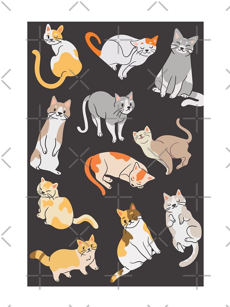 Mixed Cute Cat Pattern On Brown Background by Moodyandmellow T-Shirts, Hoodie, Sweatshirt | BlankRebels.com (Image 3)