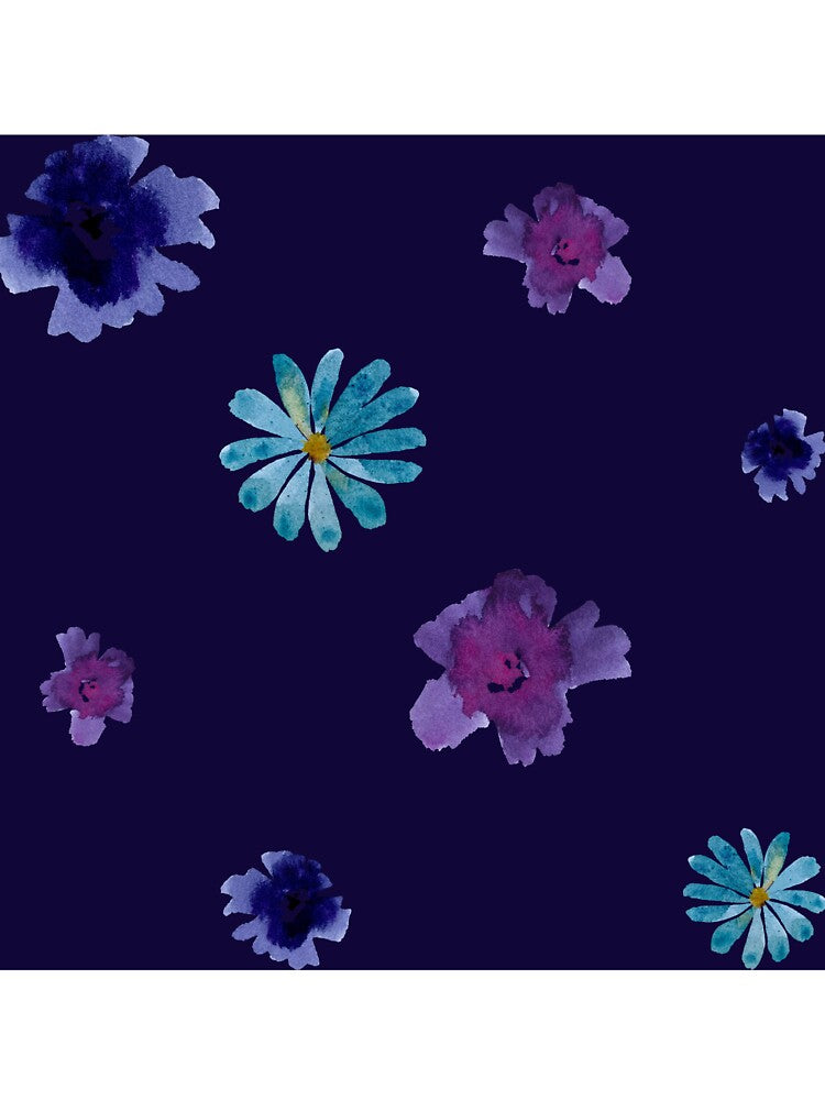 Violet Daisy Flower Blue Simple Pattern Watercolor Yana Mustafina Boho Soulful T-Shirts, Hoodie, Sweatshirt