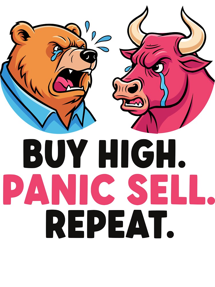 Buy High, Panic Sell – Funny Investing T-Shirt by Mighty Tees Hoodie, Sweatshirt | BlankRebels.com (Image 3)