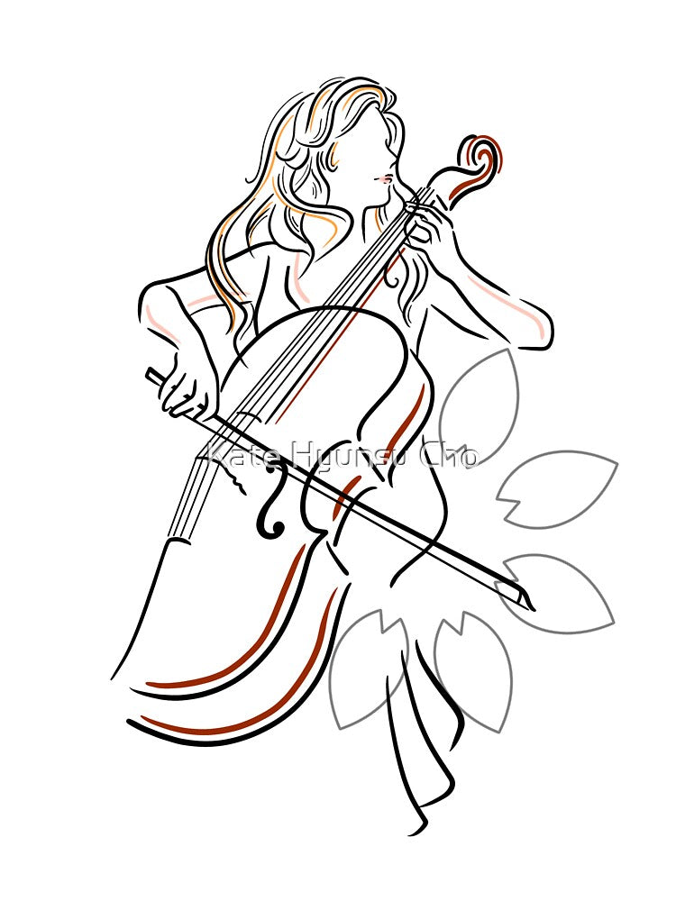 The Line of Music: Cellist by Kate Hyunsu Cho T-Shirts, Hoodie, Sweatshirt | BlankRebels.com (Image 3)