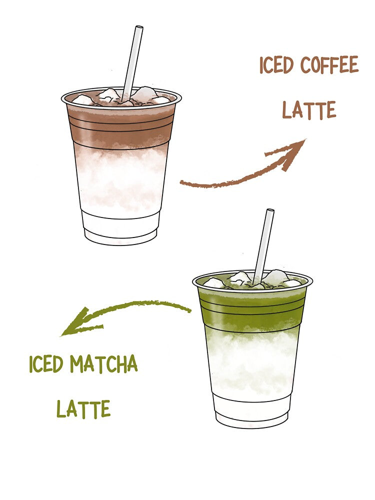 Iced Coffee Latte & Matcha Latte Aesthetic – Minimal Drink Illustration by J0b4t T-Shirts, Hoodie, Sweatshirt (Image 3)