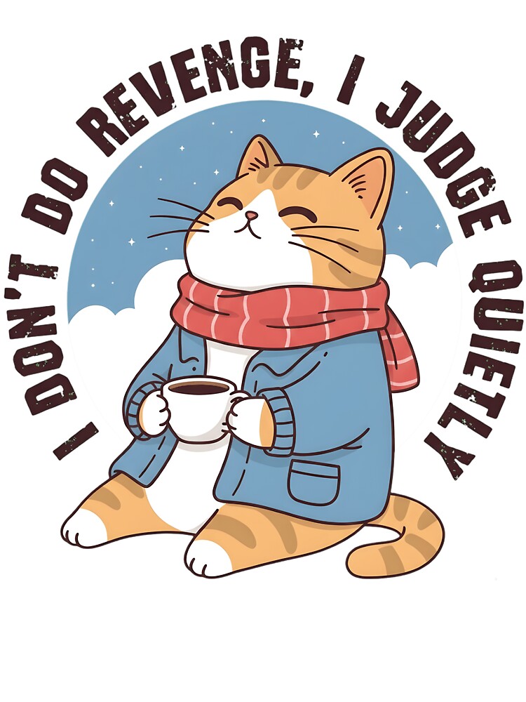 I Don't Do Revenge I Judge Quietly - Funny Sassy Coffee Cat by haitrieuic96 T-Shirts, Hoodie, Sweatshirt (Image 3)