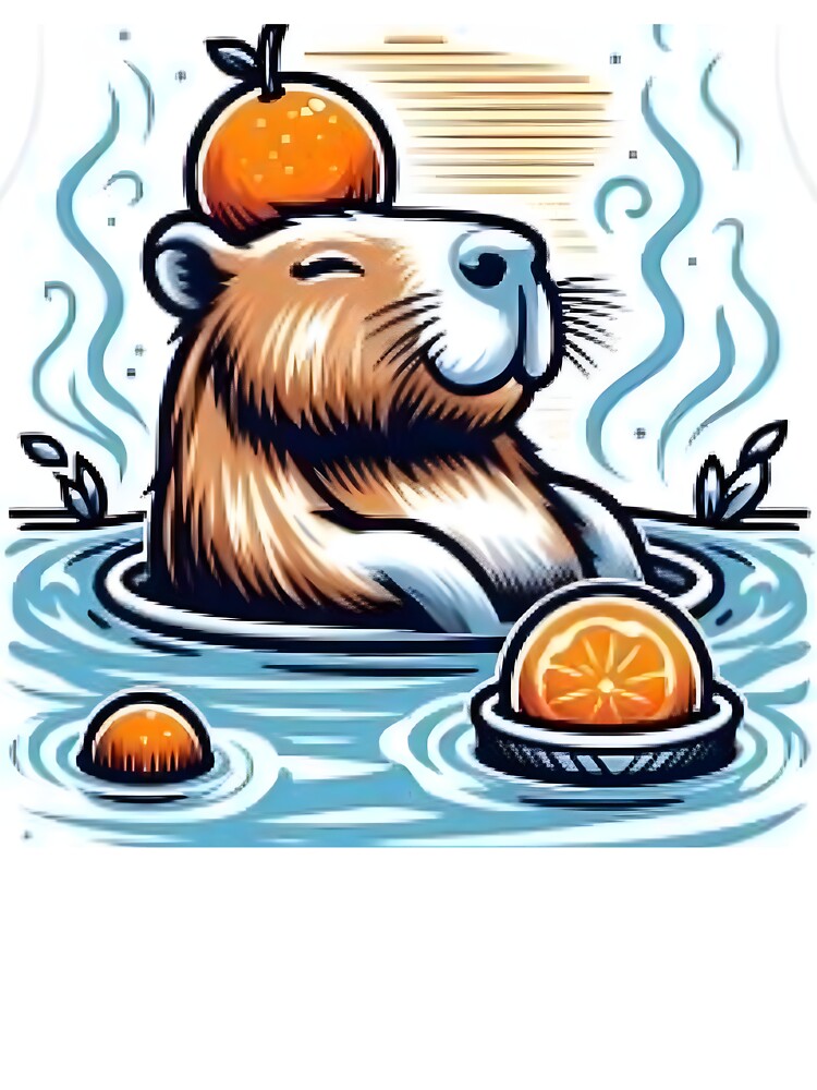 Chill Capybara in Yuzu Hot Spring by Samthecreator01 T-Shirts, Hoodie, Sweatshirt | BlankRebels.com (Image 3)