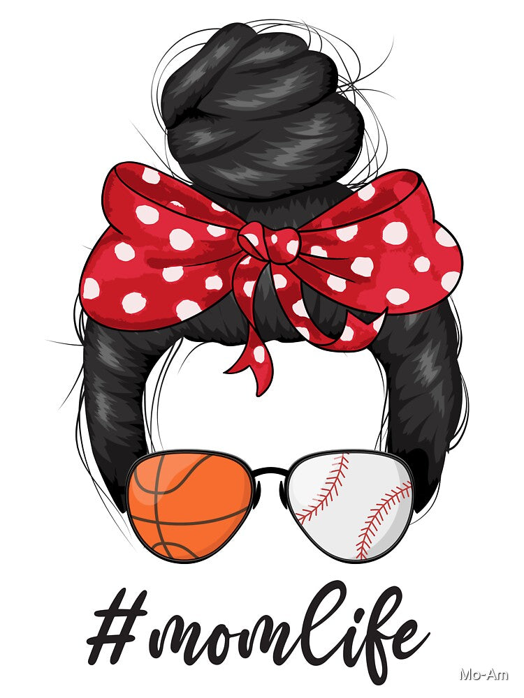 Womens Classy Mom Life Baseball Messy Bun basketball - Mother's Day T-Shirt by Mo-Am Hoodie, Sweatshirt (Image 3)
