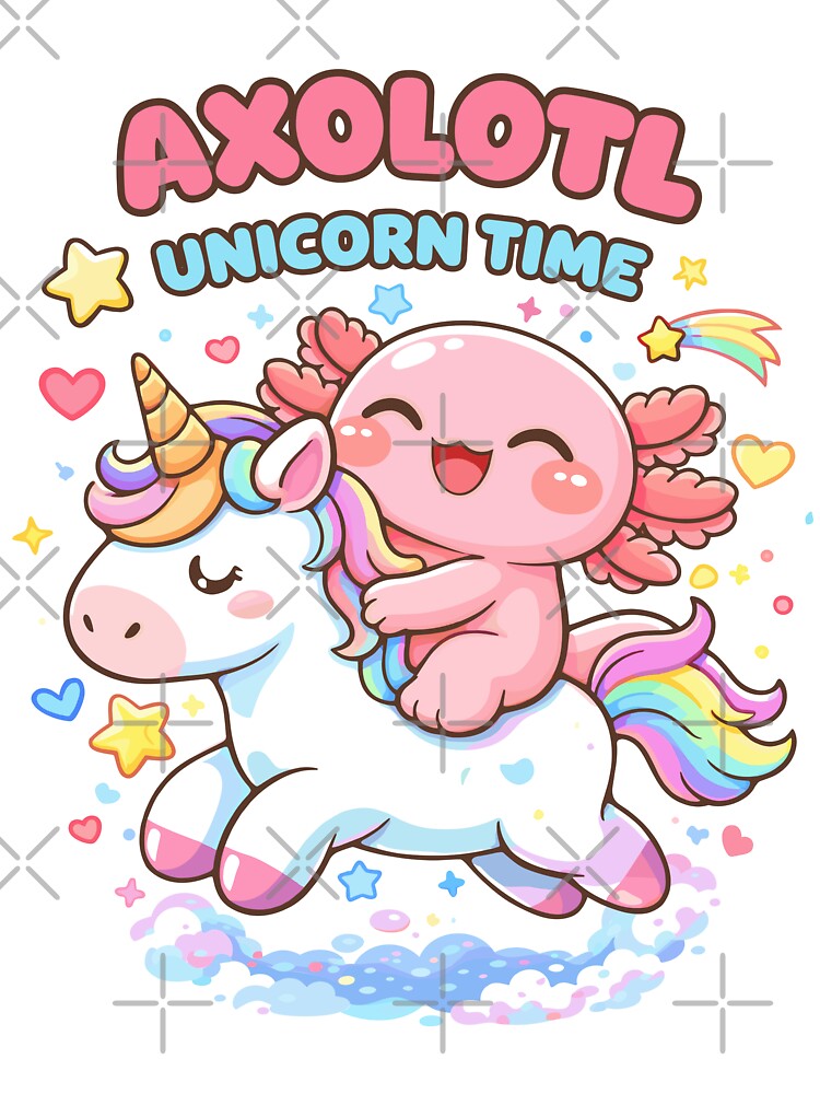 Cute Axolotl Riding a Unicorn in Kawaii Funny Style by Sitchko T-Shirts, Hoodie, Sweatshirt | BlankRebels.com (Image 3)