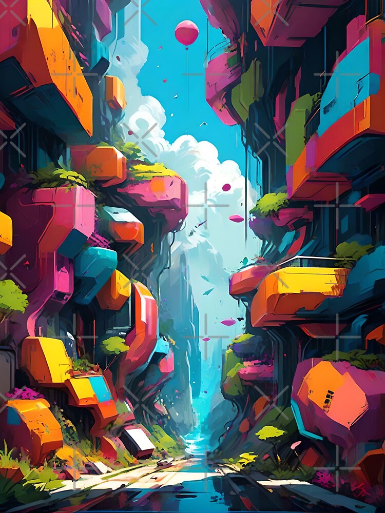 Colorful Abstract Futuristic City Art by Esterlane T-Shirts, Hoodie, Sweatshirt | BlankRebels.com (Image 3)