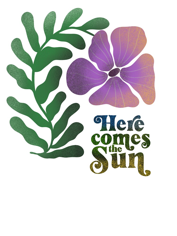 Retro Floral “Here Comes the Sun” Sticker by Viktoriia13 T-Shirts, Hoodie, Sweatshirt | BlankRebels.com (Image 3)