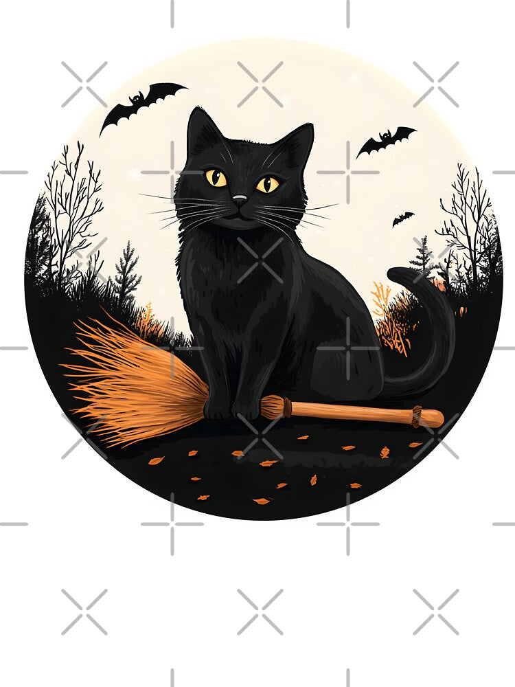 Elegant Black Cat with a Broomstick by CharmingQuill T-Shirts, Hoodie, Sweatshirt | BlankRebels.com (Image 3)