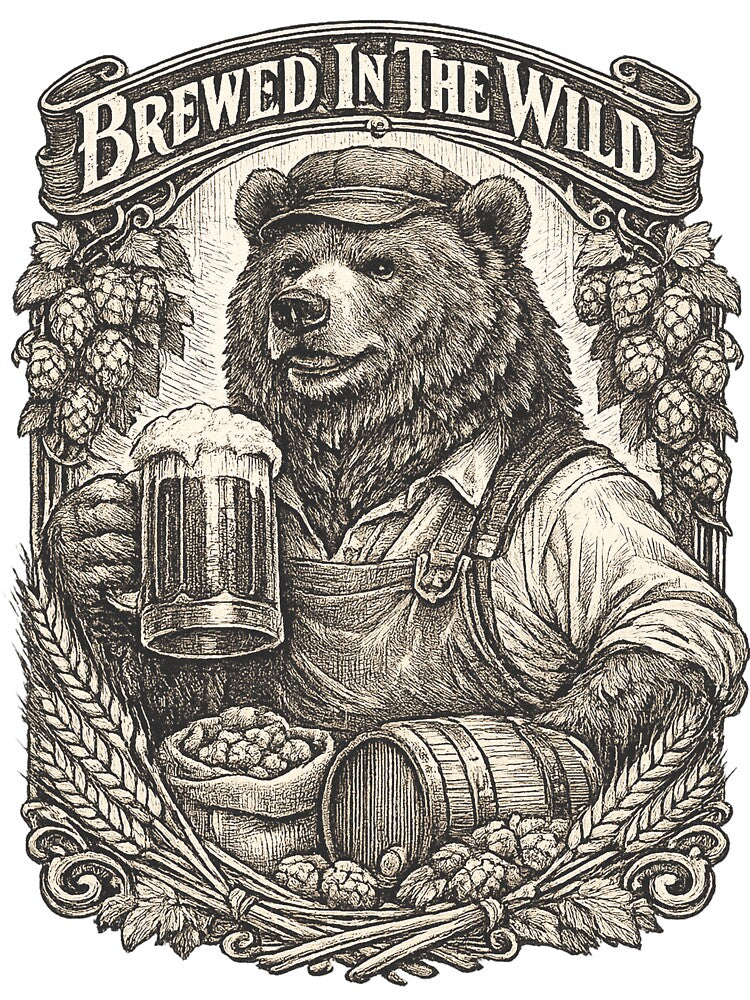 Vintage Bear Brewer Craft Beer Engraving T-Shirt Design by Mahilis