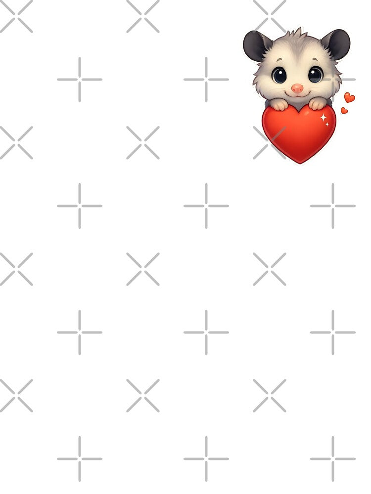 Cute little opossum behind the red heart by Boardgameo