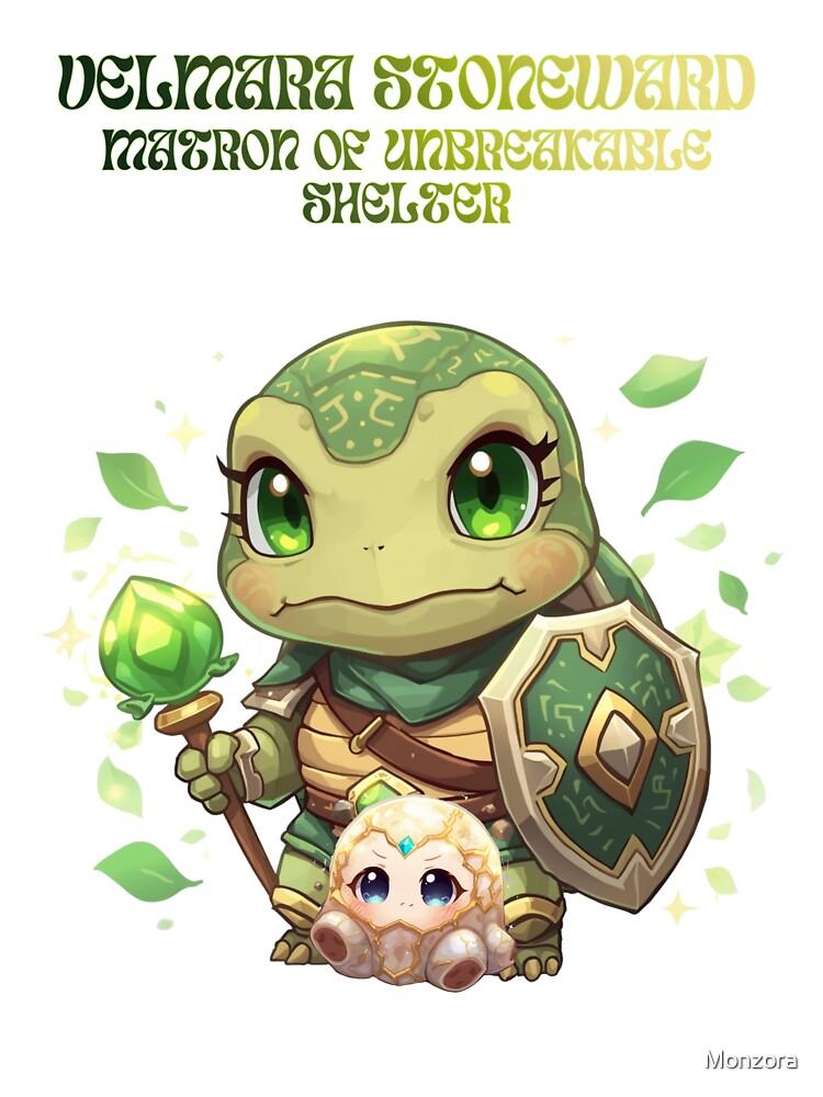 Velmara Stoneward – Matron of Unbreakable Shelter | Druid Turtle Guardian of Monzora by Monzora T-Shirts,... (Image 3)