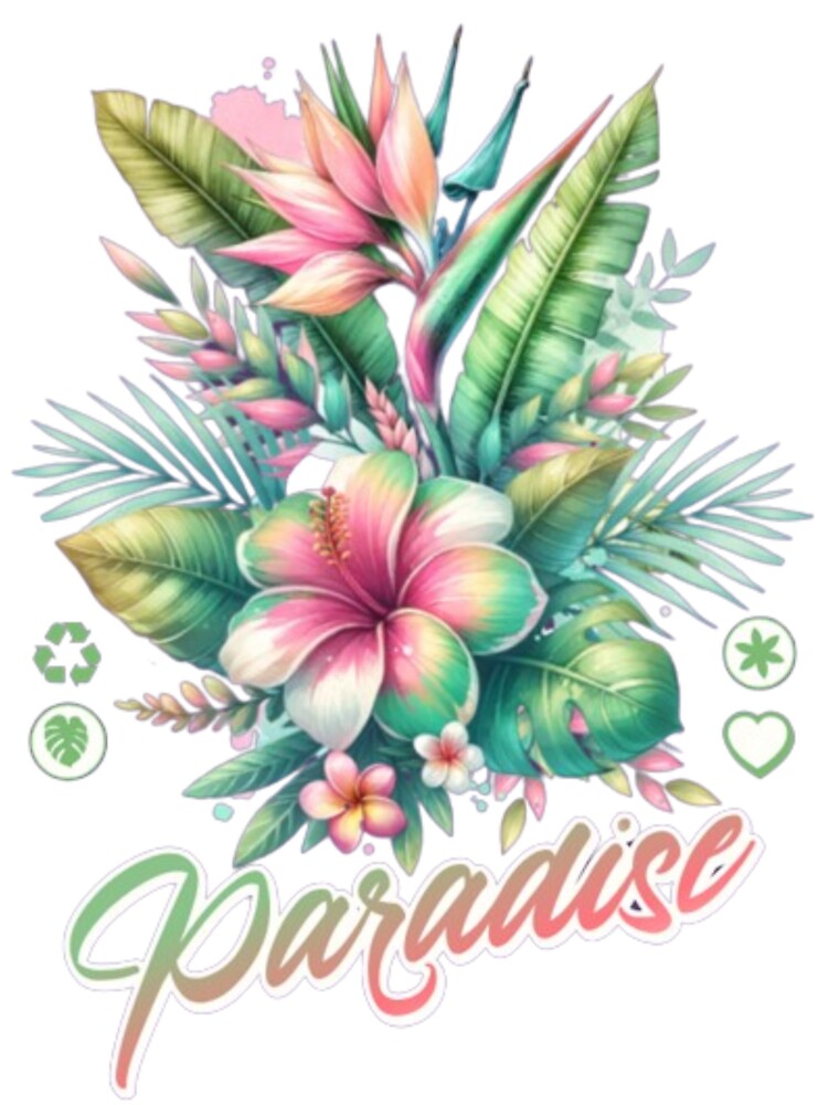 Paradise_in_Full_Bloom._Tropical_Flowers  minimalist_design, botanical, by Casa Barata T-Shirts, Hoodie, Sweatshirt (Image 3)