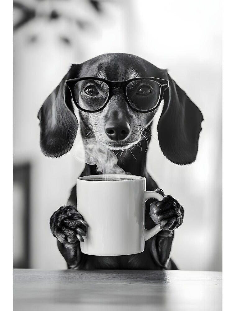 Dachshund Dog Drinking Coffee & Wearing Glasses by CheekyAnimalz T-Shirts, Hoodie, Sweatshirt | BlankRebels.com (Image 3)