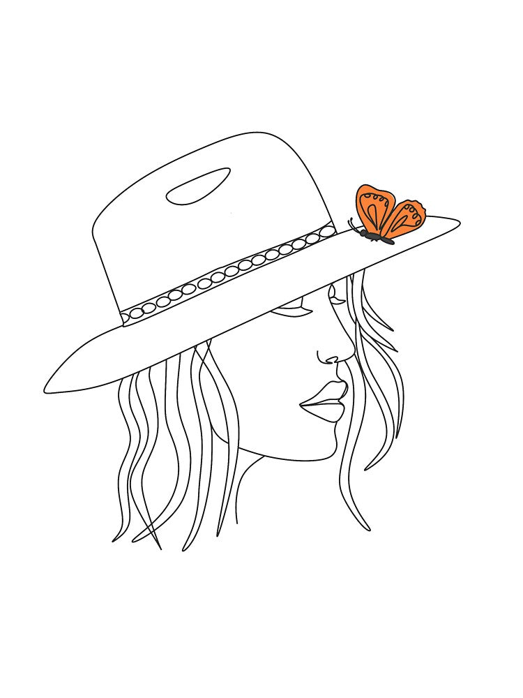Woman with butterfly.Woman face with flowers. Abstract face with flowers. Scandinavian print, Scandinavian,... (Image 3)