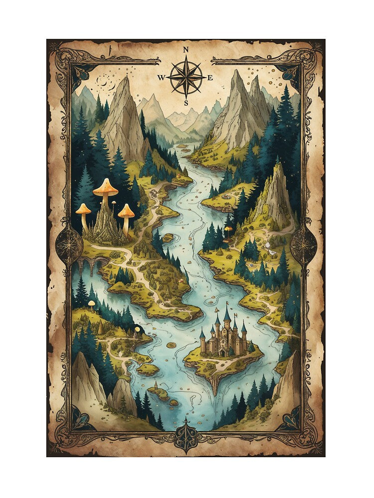 Vintage Fantasy Map by marshmelephant T-Shirts, Hoodie, Sweatshirt | BlankRebels.com (Image 3)