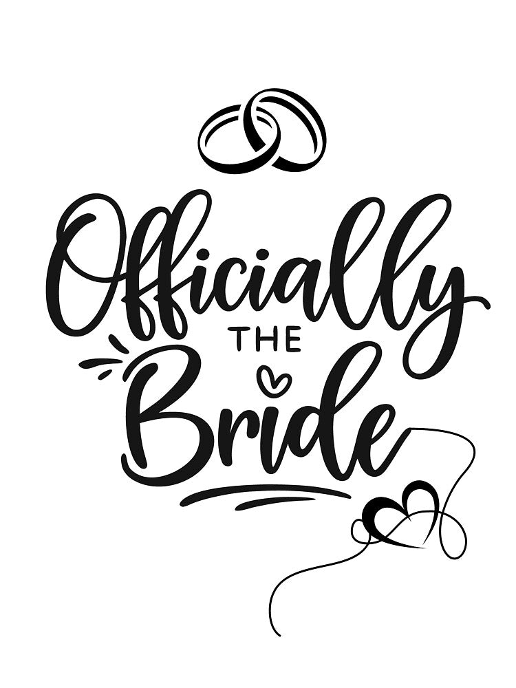 Officially the Bride T-Shirt | Bachelorette Party Bridal Shower Wedding Bride Typography Shirt by ArtiFize... (Image 3)
