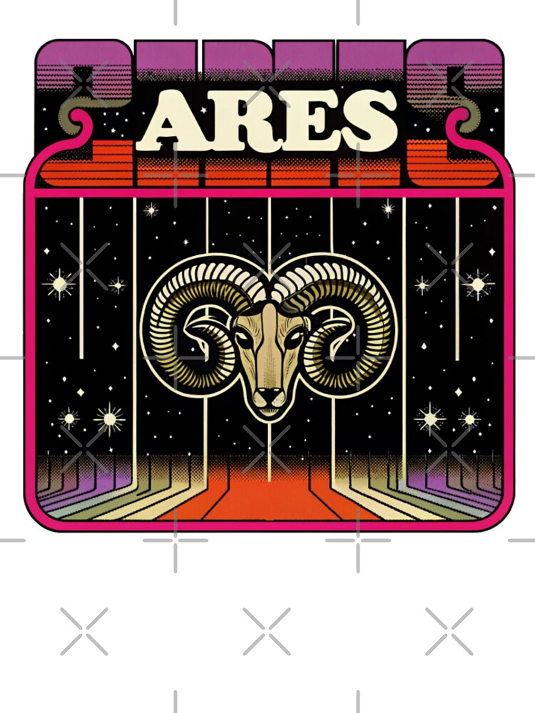 Bold Retro Aries Ram with Cosmic Stars by Yas_oma T-Shirts, Hoodie, Sweatshirt | BlankRebels.com (Image 3)