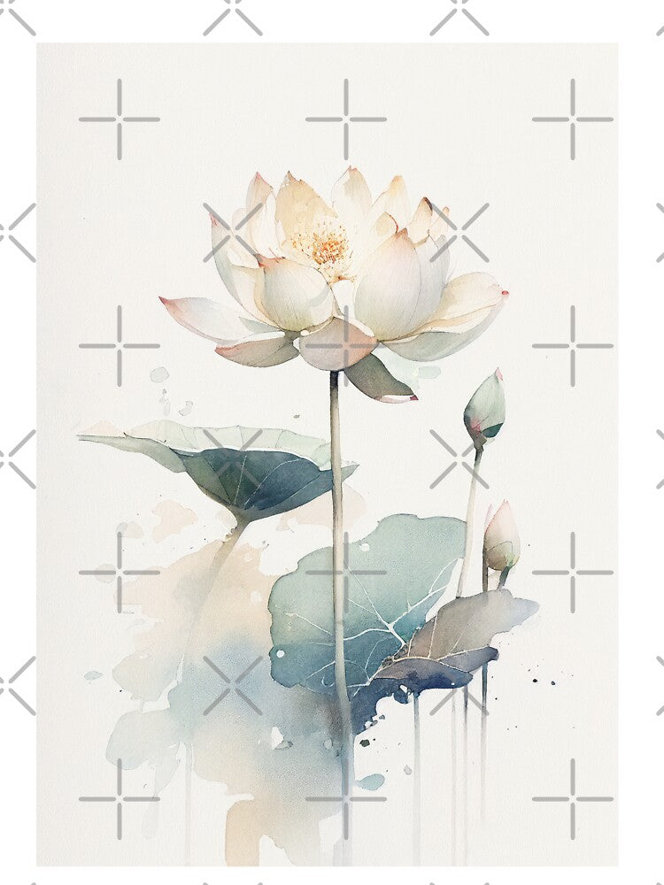 Watercolor White Lotus Flowers, Vintage Art by evermore-design T-Shirts, Hoodie, Sweatshirt | BlankRebels.com (Image 3)