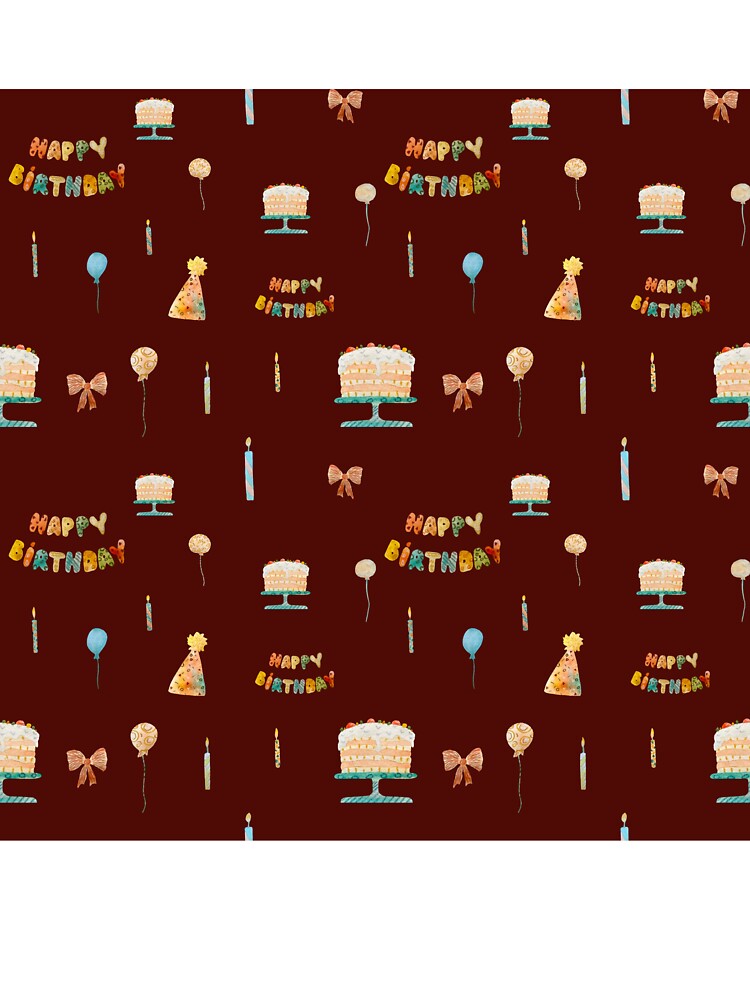 Party hat candle birthday bow pattern watercolor red by Yana Mustafina | Boho Soulful Designs T-Shirts, Hoodie,... (Image 3)