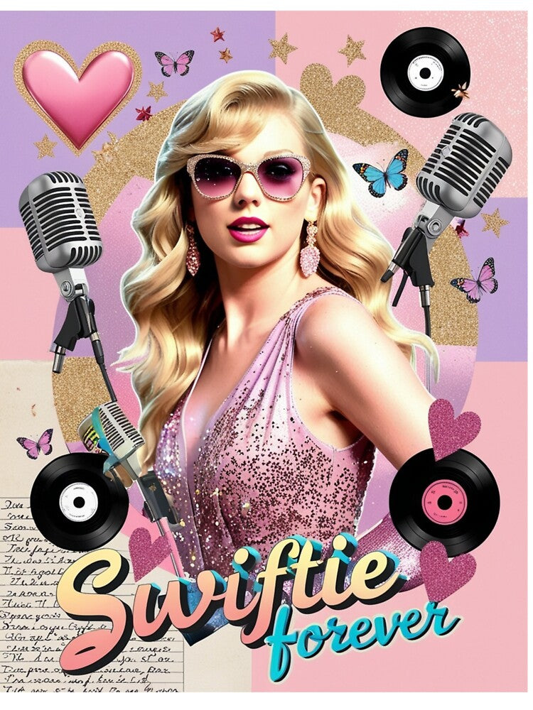 Swiftie Forever – Taylor-Inspired Aesthetic Collage Design | Vinyl Era Tour Poster & Sticker by zevorgue... (Image 3)