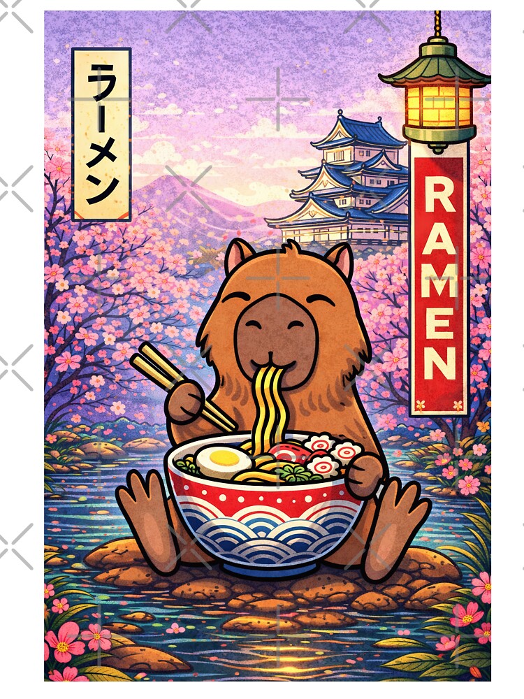 Capybara Eating Ramen – Cute Japanese Capybara Art by RetroPop23 T-Shirts, Hoodie, Sweatshirt | BlankRebels.com (Image 3)