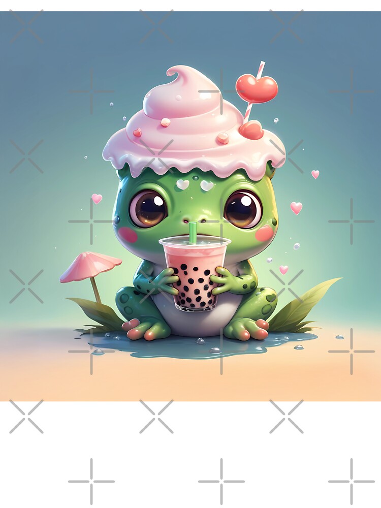Kawaii Frog with Boba Tea – Adorable Bubble Tea Art by KateVil T-Shirts, Hoodie, Sweatshirt | BlankRebels.com (Image 3)