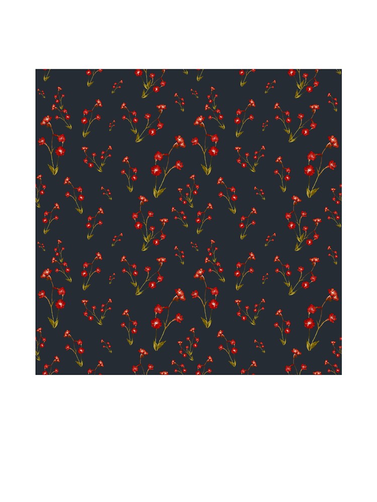 Flower red pattern a cute watercolor illustration grey by Yana Mustafina | Boho Soulful Designs T-Shirts,... (Image 3)