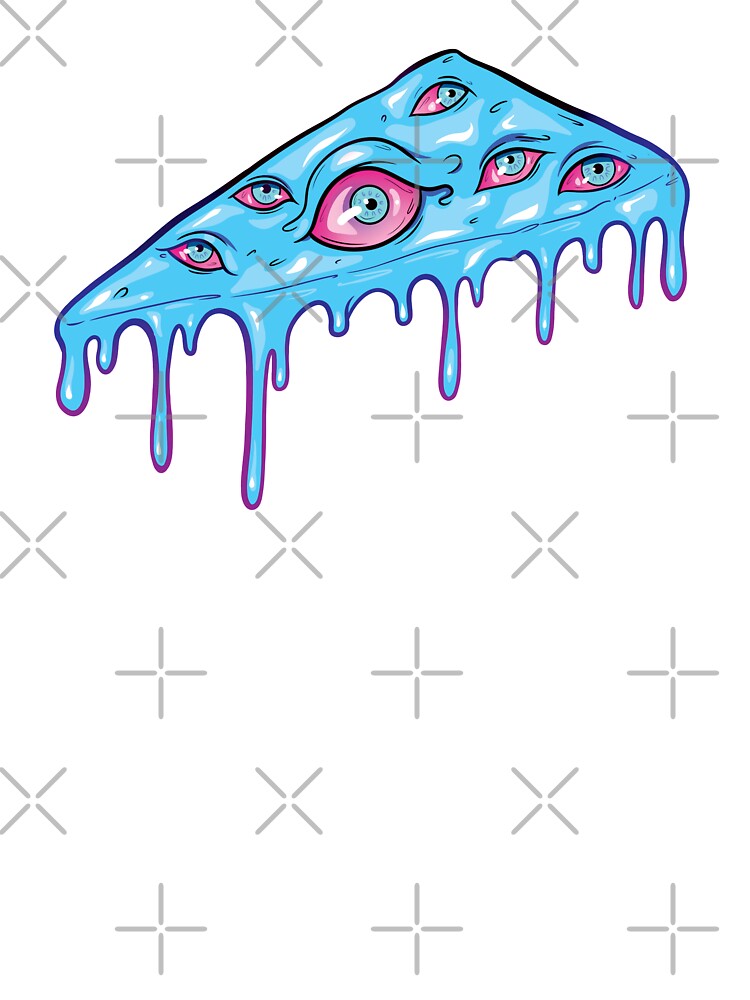 Blue Psychedelic Alien Pizza With Eyes by EdgyGirlArt T-Shirts, Hoodie, Sweatshirt | BlankRebels.com (Image 3)