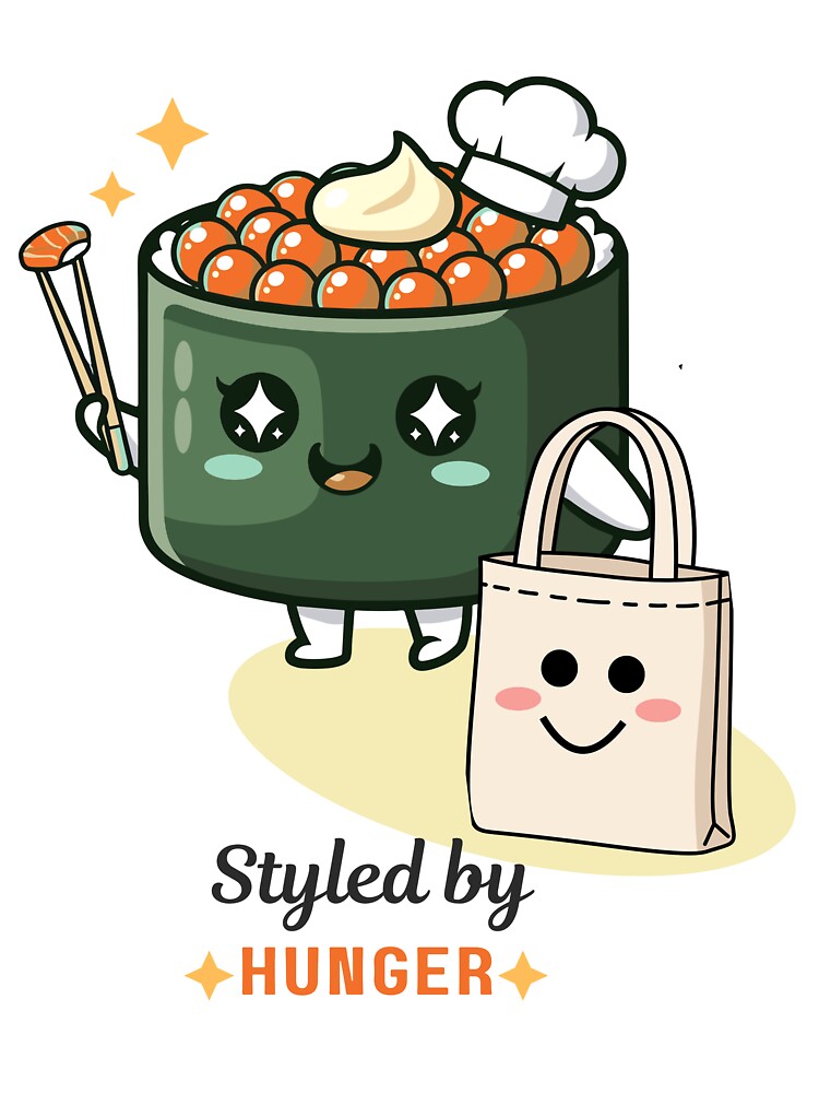 Styled by Hunger Sushi Kawaii Illustration | Cute Food Lover Design by SBrushbox T-Shirts, Hoodie, Sweatshirt (Image 3)