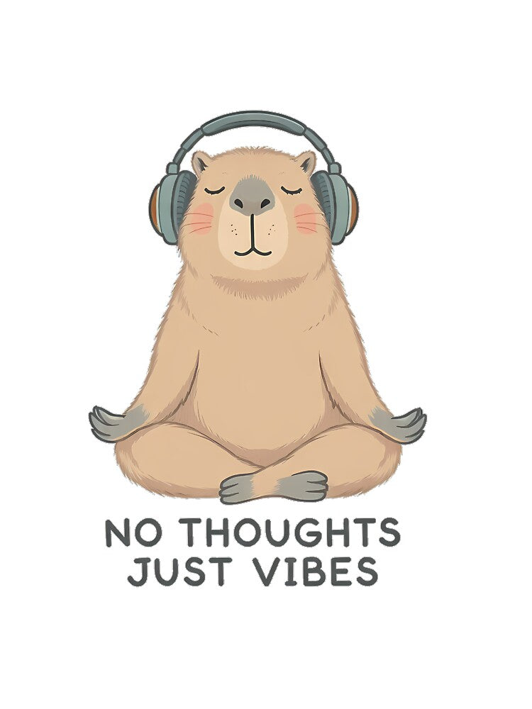 No Thoughts Just Vibes - Chill Capybara with Headphones by etuvibes T-Shirts, Hoodie, Sweatshirt | BlankRebels.com (Image 3)