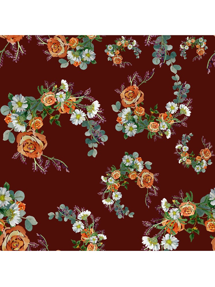 Flower rose daisy branch pattern a watercolor red by Yana Mustafina | Boho Soulful Designs T-Shirts, Hoodie,... (Image 3)