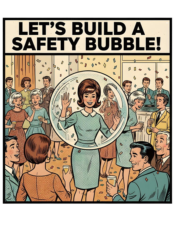 Let's Build a Safety Bubble - Retro Social Anxiety T-Shirt by Vantage Print Co. Hoodie, Sweatshirt (Image 3)