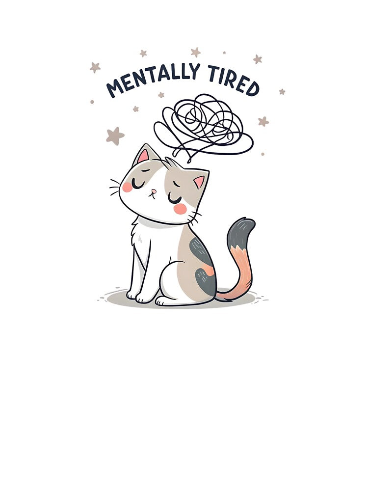 Mentally Tired Cat Design | Overthinking Introvert Funny Cat Aesthetic by zaina.sho T-Shirts, Hoodie, Sweatshirt (Image 3)
