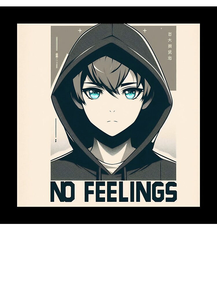 No Feelings Anime Hoodie Art | Stoic Mindset Aesthetic Anime Portrait by shopwithcare