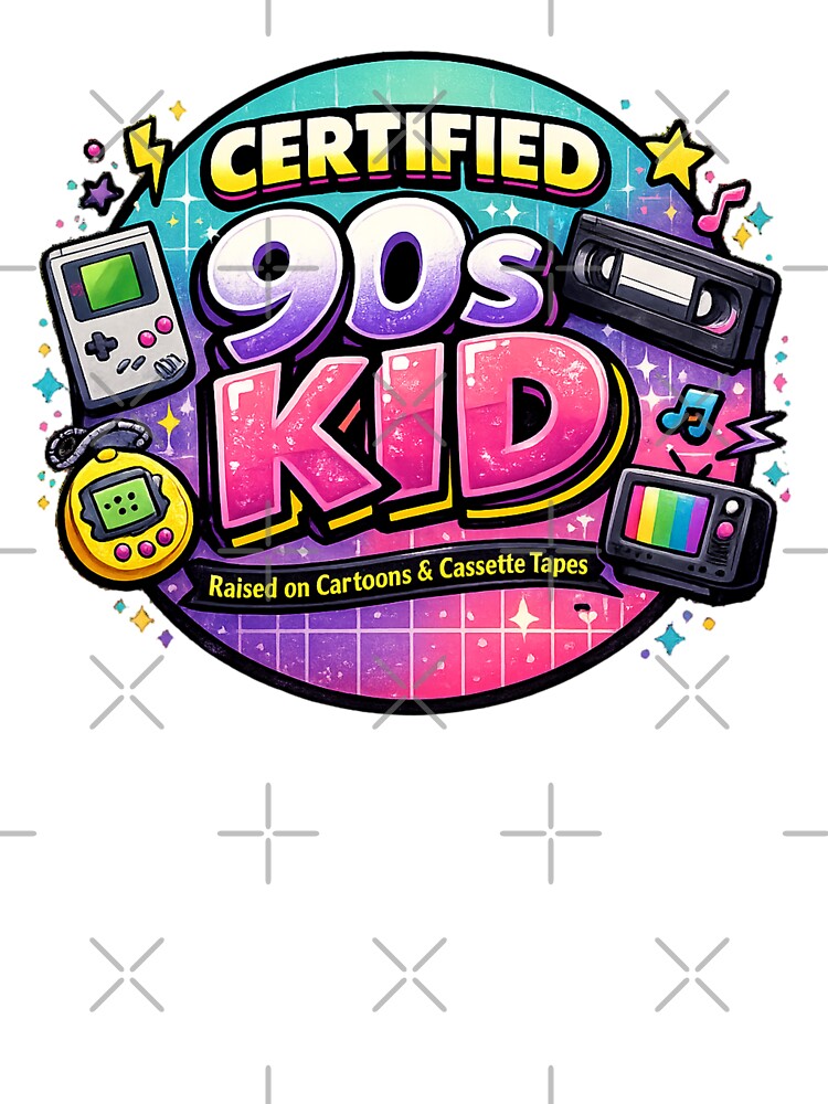 Certified 90s Kid Retro Nostalgia Cartoon Gamer Cassette Tape Vaporwave Design Graphic Art Sticker by QuotinTs... (Image 3)