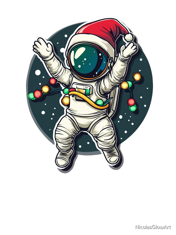 Astronaut with Christmas Hat by NicolasGlowArt T-Shirts, Hoodie, Sweatshirt | BlankRebels.com (Image 3)