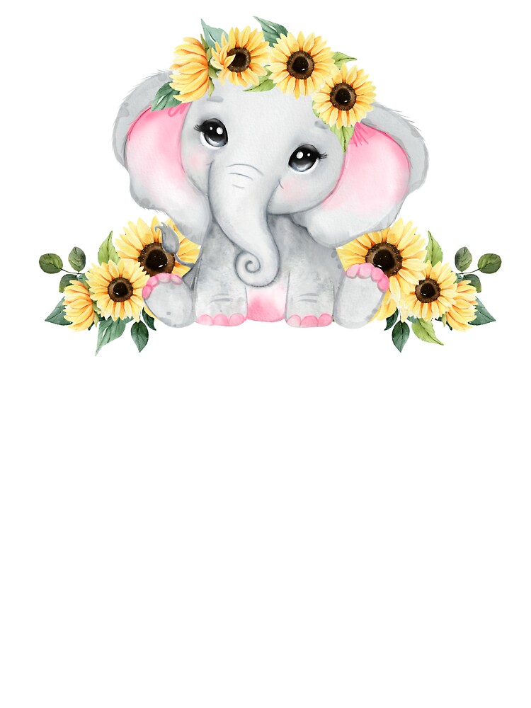 Cute Baby Girl Elephant Sweet Summer Sunflower Floral by NarwhalShop T-Shirts, Hoodie, Sweatshirt | BlankRebels.com (Image 3)