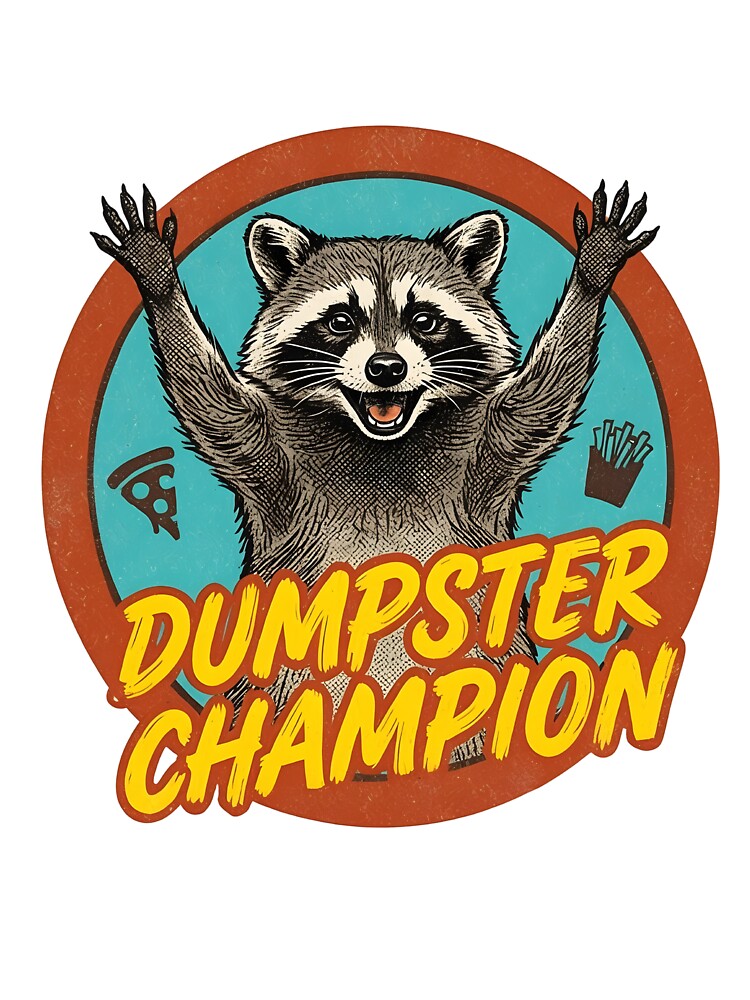 Dumpster Champion Raccoon – Chaotic Trash Panda Meme with Retro Attitude by GiftsCreek T-Shirts, Hoodie, Sweatshirt (Image 3)