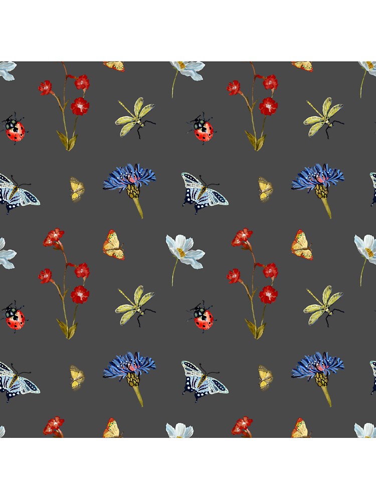 Insect flower camomile cute pattern a watercolor grey by Yana Mustafina | Boho Soulful Designs T-Shirts,... (Image 3)