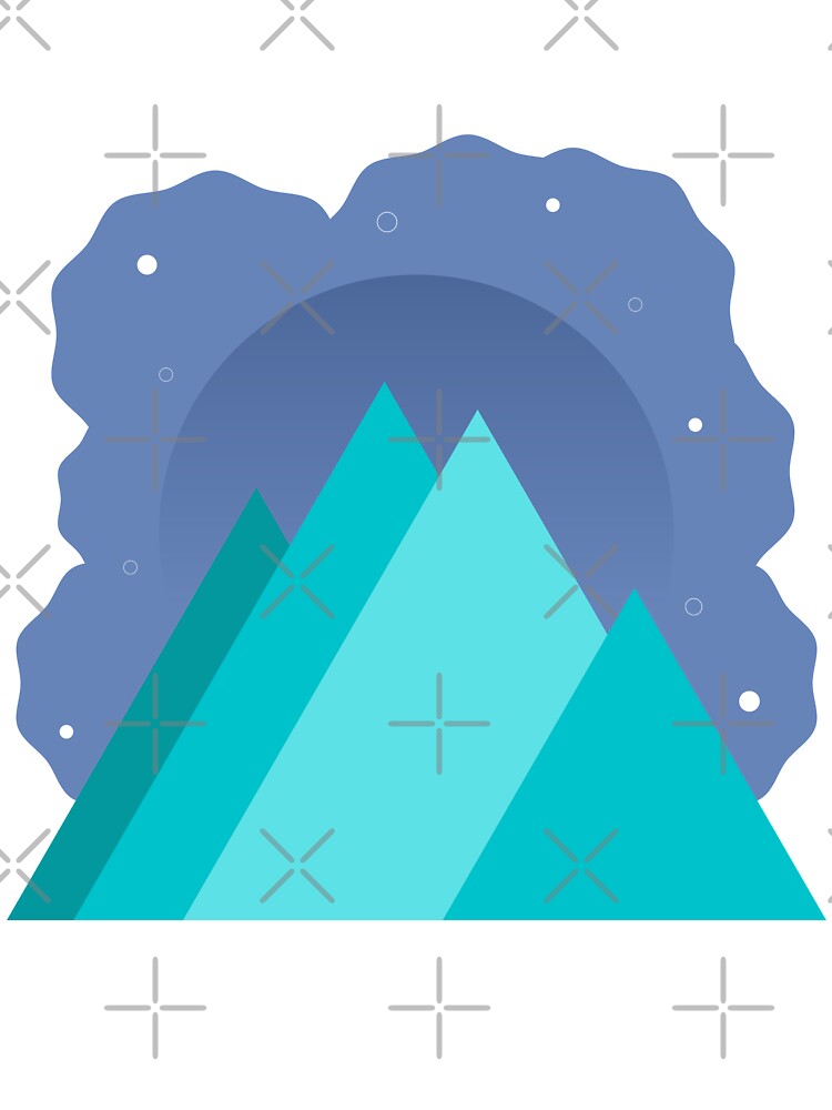 TEAL MOUNTAINS PURPLE NIGHT SKY MINIMALIST ILLUSTRATION Purple BG by MiraiDesigns by miraidesigns T-Shirts,... (Image 3)