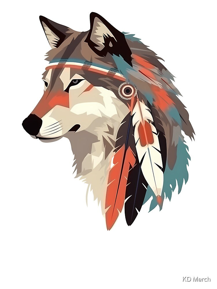 Boho Wolf Native American by KD Merch