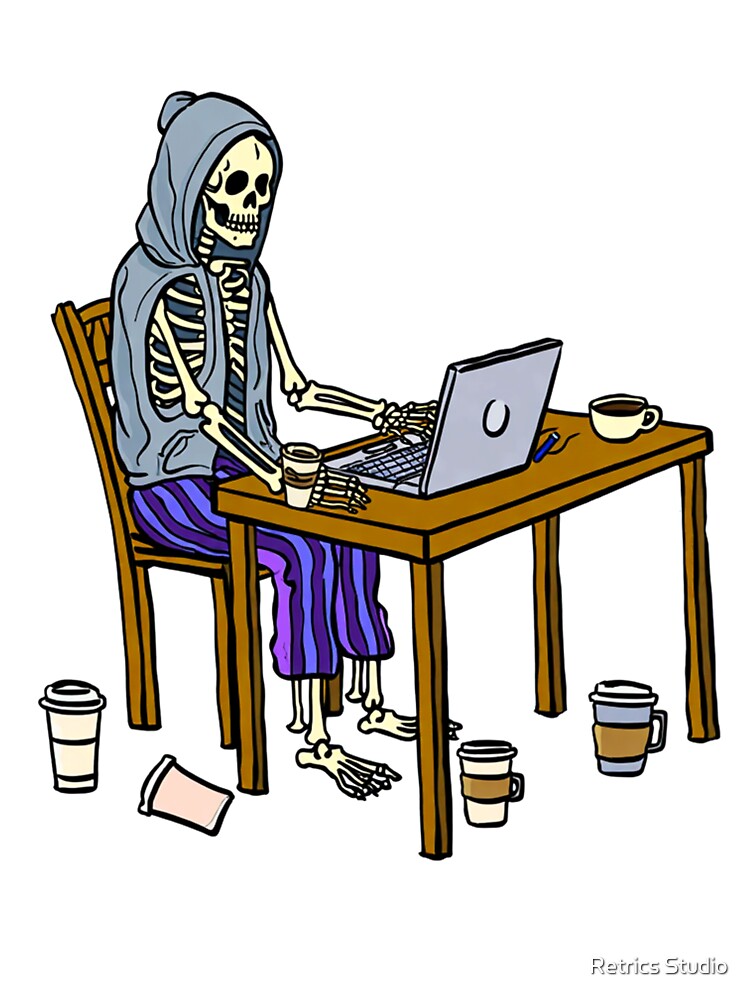 Skeleton Working from Home by Retrics Studio T-Shirts, Hoodie, Sweatshirt | BlankRebels.com (Image 3)