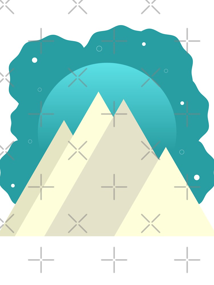 WHITE MOUNTAINS TEAL NIGHT SKY - WINTER VERSION MINIMALIST ILLUSTRATION Teal BG by MiraiDesigns by miraidesigns... (Image 3)