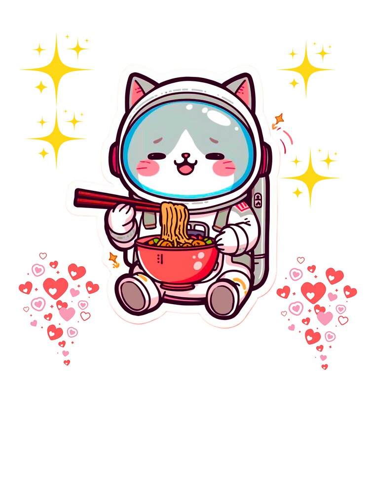 Kawaii Astronaut Cat Ramen Sticker Cute Anime Food by StoreMarkets T-Shirts, Hoodie, Sweatshirt | BlankRebels.com (Image 3)