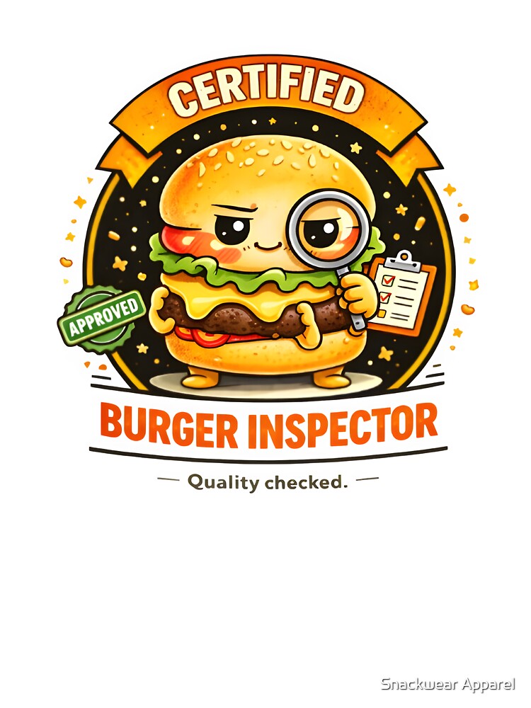 Certified Burger Inspector – Funny Burger Mascot Food Humor Design by Snackwear Apparel T-Shirts, Hoodie,... (Image 3)