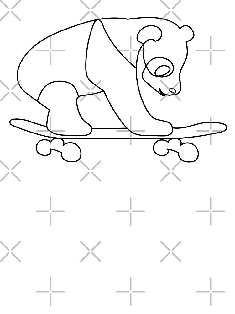 Skateboarding Panda | One Line Drawing | One Line Art | Minimal | Minimalist by One-Line-Artist T-Shirts,... (Image 3)