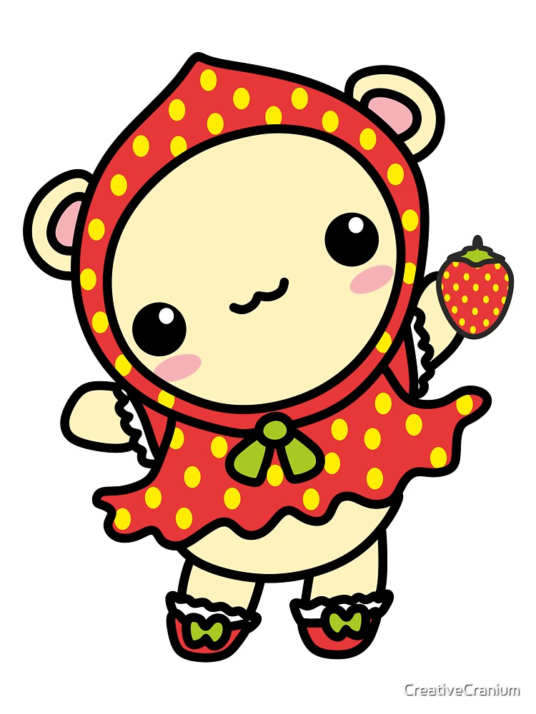 Precious Kawaii Teddy Bear In Cute Strawberry Outfit Holding Strawberry by CreativeCranium T-Shirts, Hoodie,... (Image 3)