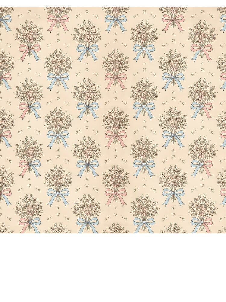 Vintage Cottagecore Floral Bouquet Pattern with Pastel Bows – Coquette Aesthetic Seamless Wallpaper by Lu7u... (Image 3)